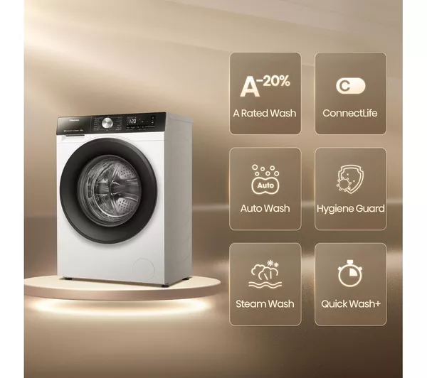 HISENSE 3S Series WD3S9043BW3 WiFi-enabled 9 kg Washer Dryer - White - Image 7