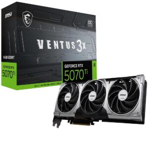 MSI Gaming RTX 5070 Ti 16G Ventus 3X OC Graphics Card (16GB GDDR7, 256-bit, Extreme Performance: 2497 MHz, DisplayPort x 3 2.1a, HDMI 2.1b, NVIDIA Blackwell Architecture)