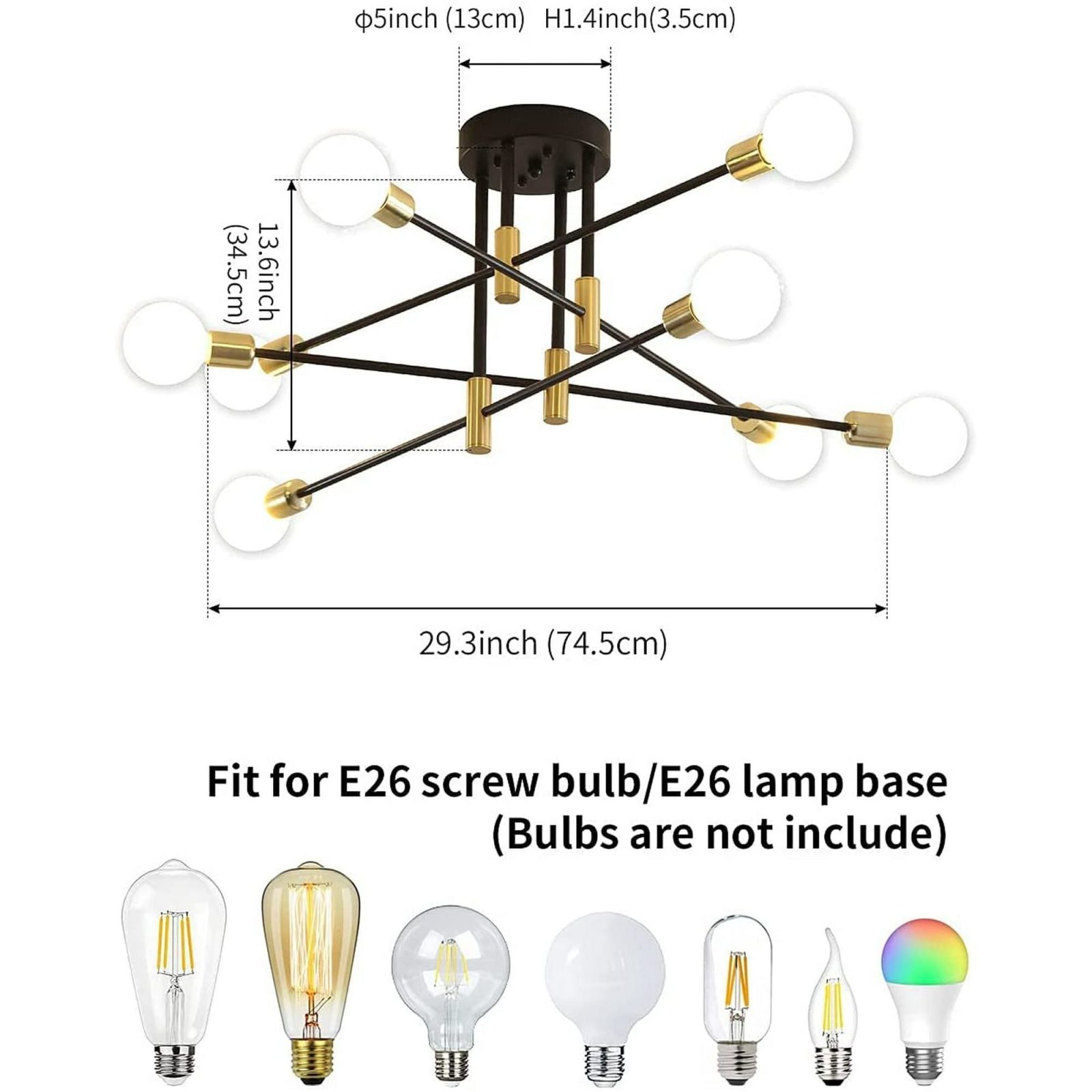 Sputnik Chandelier E26 Pendant Lighting Chandeliers Ceiling Light Fixture for Home Lighting Decor - Image 6