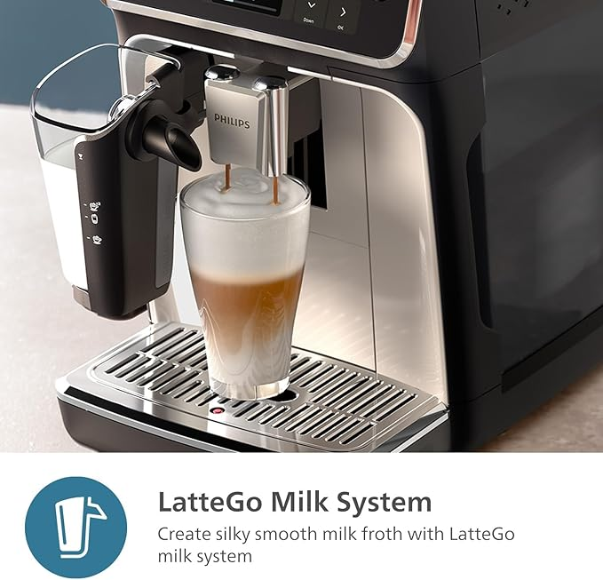 PHILIPS 5500 Series Fully Automatic Espresso Machine - LatteGo Milk System, 20 Coffee Varieties, Intuitive Touch Display, SilentBrew, 100% Ceramic Grinder, AquaClean Filter - Image 3