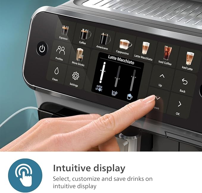 PHILIPS 5500 Series Fully Automatic Espresso Machine - LatteGo Milk System, 20 Coffee Varieties, Intuitive Touch Display, SilentBrew, 100% Ceramic Grinder, AquaClean Filter - Image 5